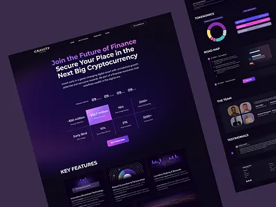 Crypto Landing Page - Website Design bitcoin blockchain crypto crypto app crypto dashboard crypto exchange crypto landing page cryptocurrency defi ethereum finance fintech glassmorphism investment landing page modern ui nft trading wallet web3