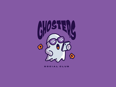 Ghosters branding cartoon character design funny ghost halloween horror illustration logo design mascot mascot design october social club spooky tshirt tshirt design