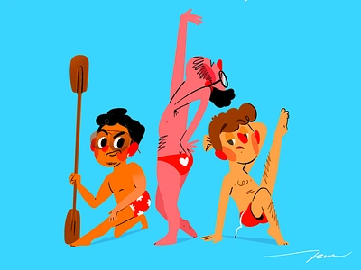 Beach Boys beach boy cartoon character color cute dance design friends gay illustration lgbt lgbtq pose summer