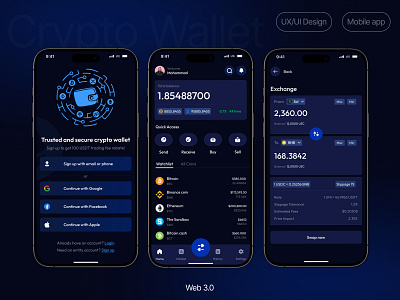 Crypto Wallet App crypto app crypto dashboard crypto wallet crypto wallet app design mobile app mobile app design ui ui design uiux design website design website redesign