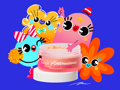 Benefit Friends (Power Powder) beauty benefit care cartoon character client color cute design illustration makeup pore skin