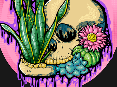 Drippy Succulent Skull cacti cactus design drippy flower flowers illustration illustrator plant plants procreate skull spooky spooky season succulent succulents threadless