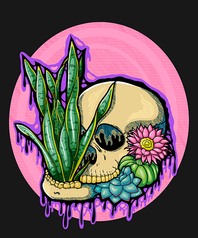 Drippy Succulent Skull cacti cactus design drippy flower flowers illustration illustrator plant plants procreate skull spooky spooky season succulent succulents threadless