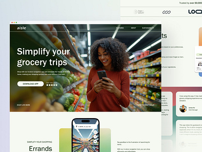 aisle - Mobile App Landing Page app branding design graphic design typography ui ux