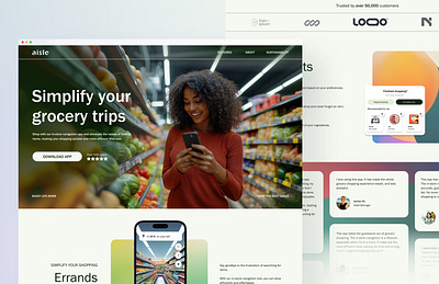 aisle - Mobile App Landing Page app branding design graphic design typography ui ux