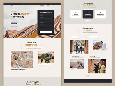 Roof Crafters - Roofing Company Website design elementor template kit framer noocode responsive design roof installation roof maintenance roofing template kit web design webflow