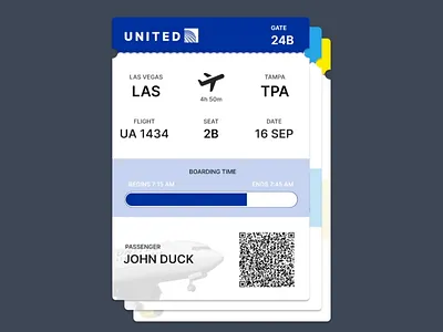 Day 024 — Boarding Pass | 100 days UI challenge animation design figma ui ux