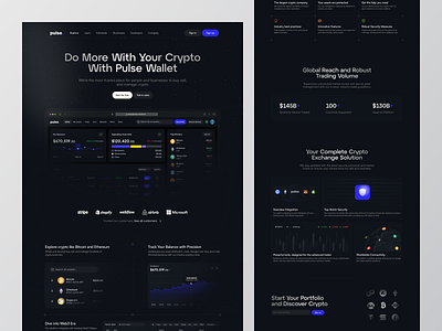 Pulse - Cryptocurrency Landing Page bitcoin cansaas clean crypto crypto landing page crypto selling cryptocurrency design exchange finance landing page saas saas landing page ui ux web design