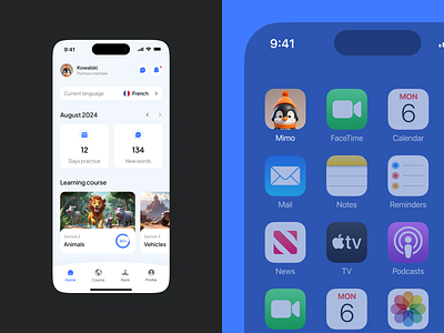 🐧 Mimo - Language Learning App 3d character 3d design app app design cute app duolingo language learning app penguin ui uiux