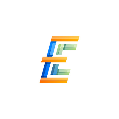 initial letter E colorful logo design media