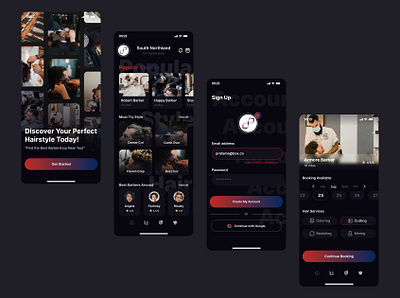 Barber Booking Mobile App app barbershop cut design graphic design mobile ui