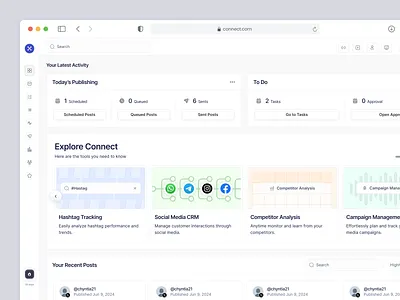 Connect - Social Media Management Dashboard analytics analytics dahsboard clean dashboard crm dashboard management management dashboard product design saas dashboard schedule dashboard social analutics social media social media dashboard statistic