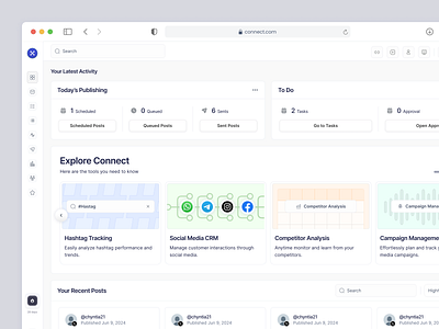 Connect - Social Media Management Dashboard analytics analytics dahsboard clean dashboard crm dashboard management management dashboard product design saas dashboard schedule dashboard social analutics social media social media dashboard statistic