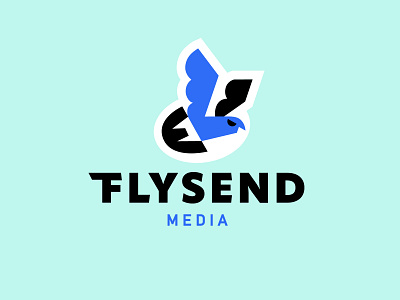 Flysend bird bold branding design entertainment flying geometric graphic design logo logodesign media modern