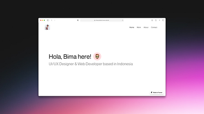 Bima Arya Fatah - Portfolio Personal Website animation celan dark design framer minimal minimalist portfolio portfolio website ui ux web design website