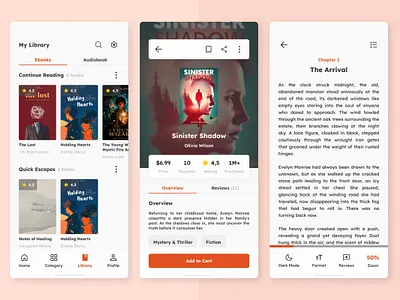 Readify - Ebook Reading Mobile App application apps audiobook bookshelf bookshop bookstore cloud computing design e commerce ebook layout library literature multimedia reading store ui ux wisdom