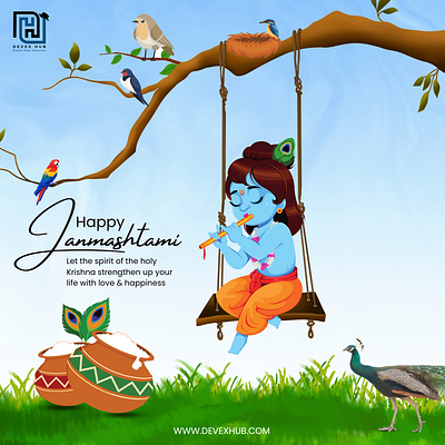 Happy Janmashtami graphic design ui