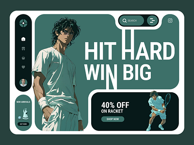 Tennis Shop Landing page anime website clean design ecommerce website graphic design interface landing pge design minimal premiuim design tennis shop ui ux web design website