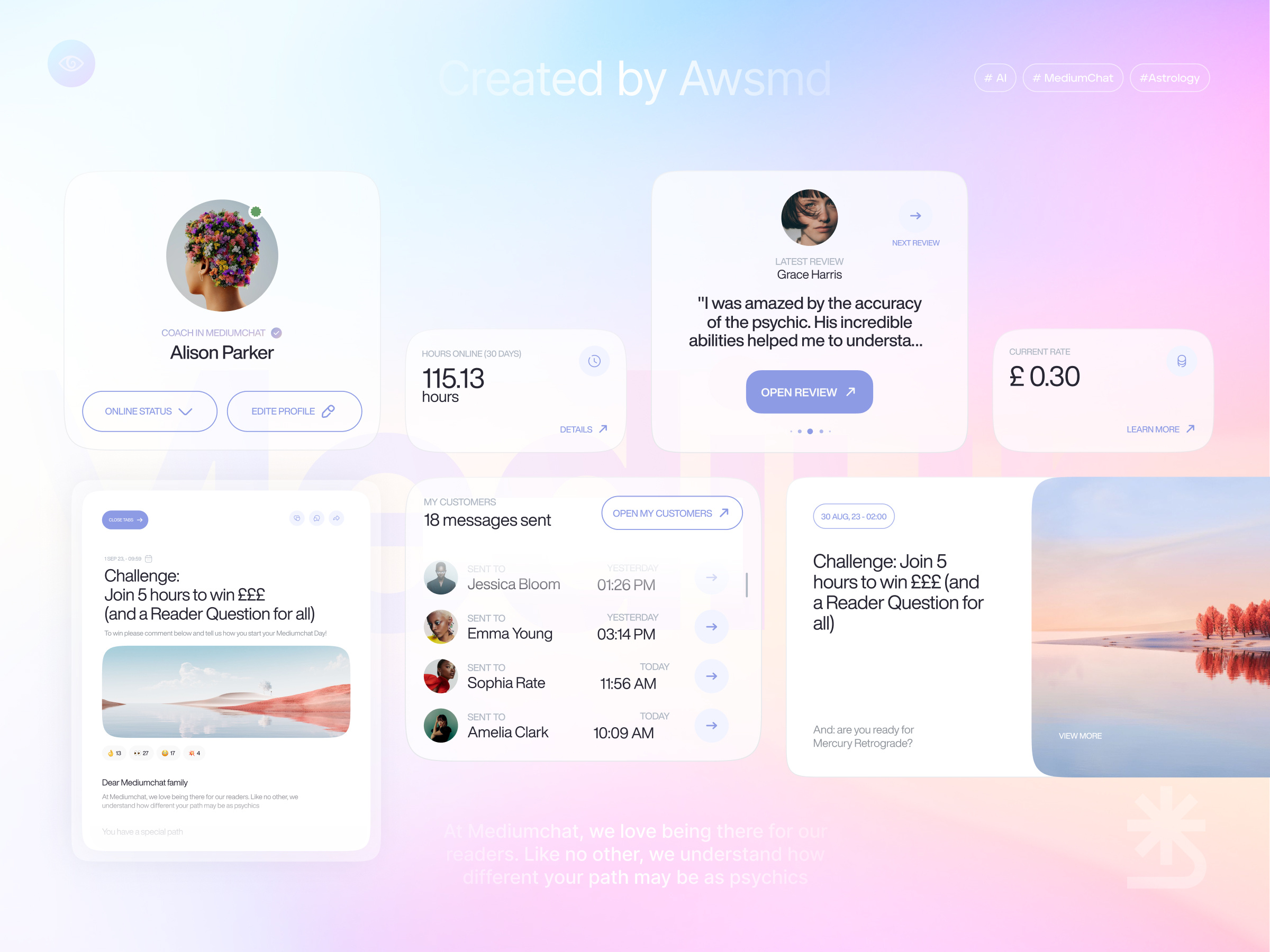 MediumChat - Leading spiritual platform blog chat chat with psychics coache landing page coache website comments design crm platform crm website dashboard paranormale contact website product landing page relationship platform saas saas landing page saas website design spiritual platform spiritueel startup tarot reading design website design
