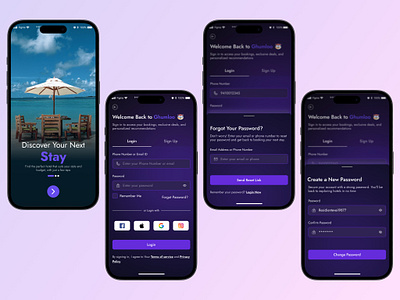 Dark Theme - Log In Screen App app application create password app dark mode dark mode app dark mode ui design dark theme ui design forgot password ui hotel booking app hotel booking ui login loginsignup minimal design onboarding screens sign up tour travel travel ui ux