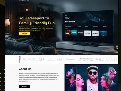 Artise Entertainment Media Website 3d animation graphic design logo motion graphics ui