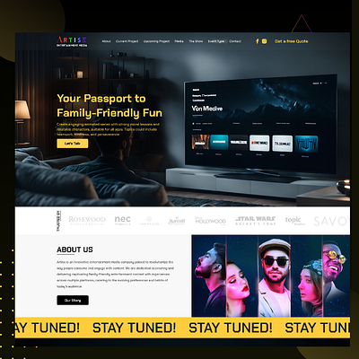 Artise Entertainment Media Website 3d animation graphic design logo motion graphics ui