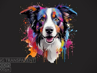 Border Collies Dog Sublimations, colored splas 3d animation branding graphic design logo motion graphics ui