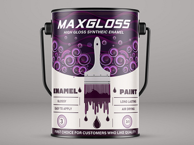 Maxgloss metal paiant bucket design 3d animation branding graphic design label and packaging design label design logo maxgloss packaging design motion graphics packaging design