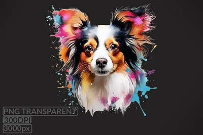 Papillons Dog Sublimations, colored splashes,Png 3d animation branding graphic design logo motion graphics ui