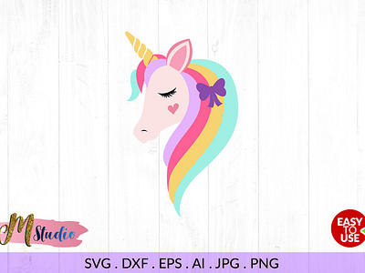 Unicorn head svg, for Silhouette Cameo or Cricut 3d animation branding graphic design logo motion graphics ui