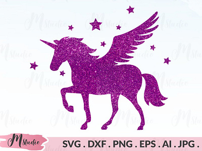 Unicorn Pegasus SVG 3d animation branding graphic design logo motion graphics ui