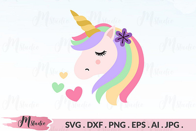 Unicorn face floral svg 3d animation branding graphic design motion graphics ui