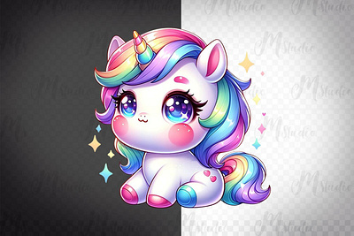 Unicorn Rainbow, Big eyes, 3D,Png 3d animation logo motion graphics