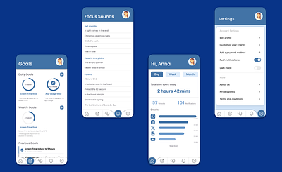 Digital Detox App app design digital figma graphic design logo screens typography ui uiux ux