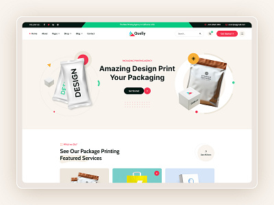 Printing Company Web Template agency website business website creative noor figma template landing page packaging printing print shop printing company product design quelly t shirt printing ui ux design web template website design