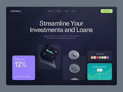 CoinVers. - Website design for the crypto platform crypto design digital ui ux web web3 webdesign website