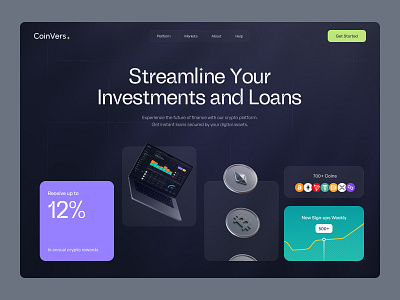 CoinVers. - Website design for the crypto platform crypto design digital ui ux web web3 webdesign website