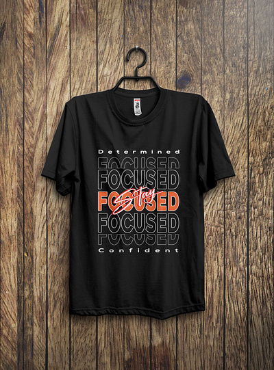 Typography T-Shirt Design black branding confident design determine digital art focused illustration t shirt t shirt design vector