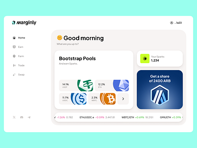 Marginly: Home Page bitcoin coin crypto dapp dashboard dex ethereum homepage network token trade trading web3 website website design