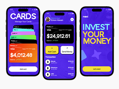 💸 Next : Crypto Currency Wallet App UI 💸 card design creative crypto wallet cryptoapp cryptoappui dribbble fintech ios minimal mobile app mobile app design mobile wallet pixel art pixelated plastic effect product design ui ui design ux wallet