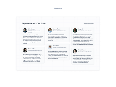 Testimonials section for an ongoing project 👷🏻‍♂️ ↓ b2b design landing page modern testimonials ui ux web design website