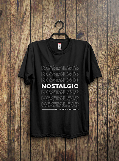 "NOSTALGIC" Typography T-Shirt Design black branding design illustration nostalgic smile t shirt t shirt design typographic