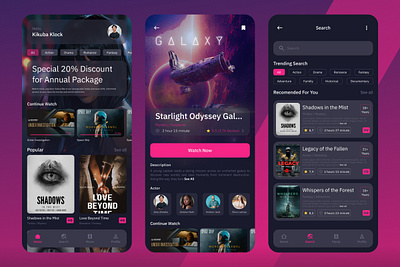 Moovivy - Movie Streaming Mobile App application apps design entertainment interface layout movies multimedia player screen ui ux video watch