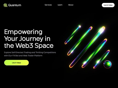 Quantum trading landing page full scroll 3D animation 3d 3d animation branding crypto crypto wallet dapp finance fintech fintech site landing landing page landingpage service services ui web web design web3 webdesign website