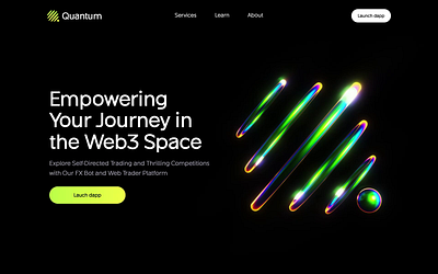 Quantum trading landing page full scroll 3D animation 3d 3d animation branding crypto crypto wallet dapp finance fintech fintech site landing landing page landingpage service services ui web web design web3 webdesign website