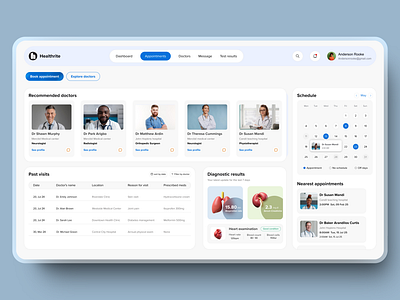 Healthcare appointment dashboard appointment glasseffect healthcare ui uidesign ux