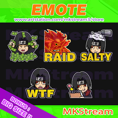 Twitch emotes Uchiha Itachi rich, raid, salty, wtf & note pack akatsuki animated emotes anime cute design emotes illustration itachi itachi emotes naruto naruto emotes ninja ninja emotes raid salty sub badge susano susanoo uchiha itachi wtf