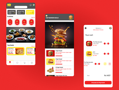 Food App 3 black design figma food food app green idea line practice red screens ui uiux ux yellow