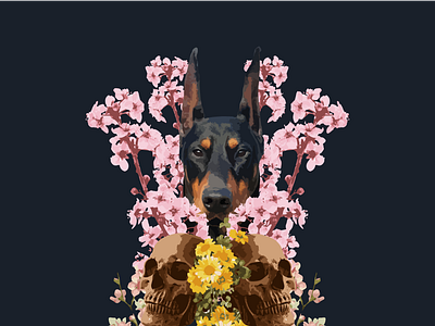 Vigilance adobe animal art brand collage design dog dogs flowers graphic design illustration illustrator logo print skull street streetwear t shirt vector wear