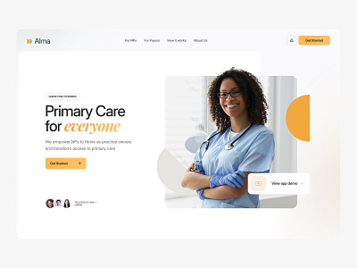 Alma Primary Care doctor healthcare landing nurse page ui ux website